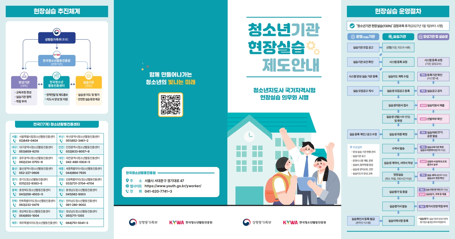 청소년기관 현장실습 제도 홍보 리플릿